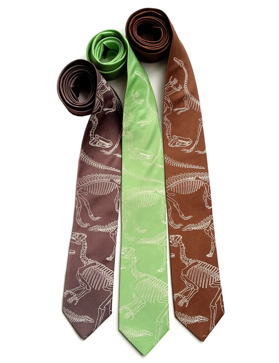 Dinosaur Bones Necktie. Paleontology print tie