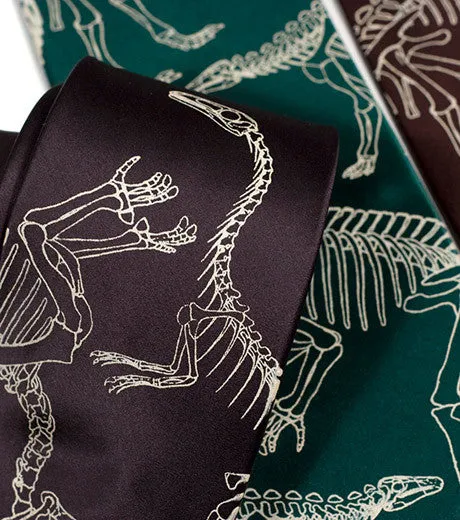 Dinosaur Bones Necktie. Paleontology print tie