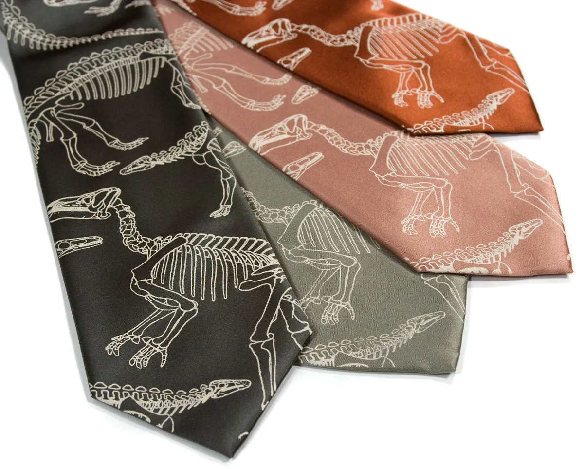 Dinosaur Bones Necktie. Paleontology print tie