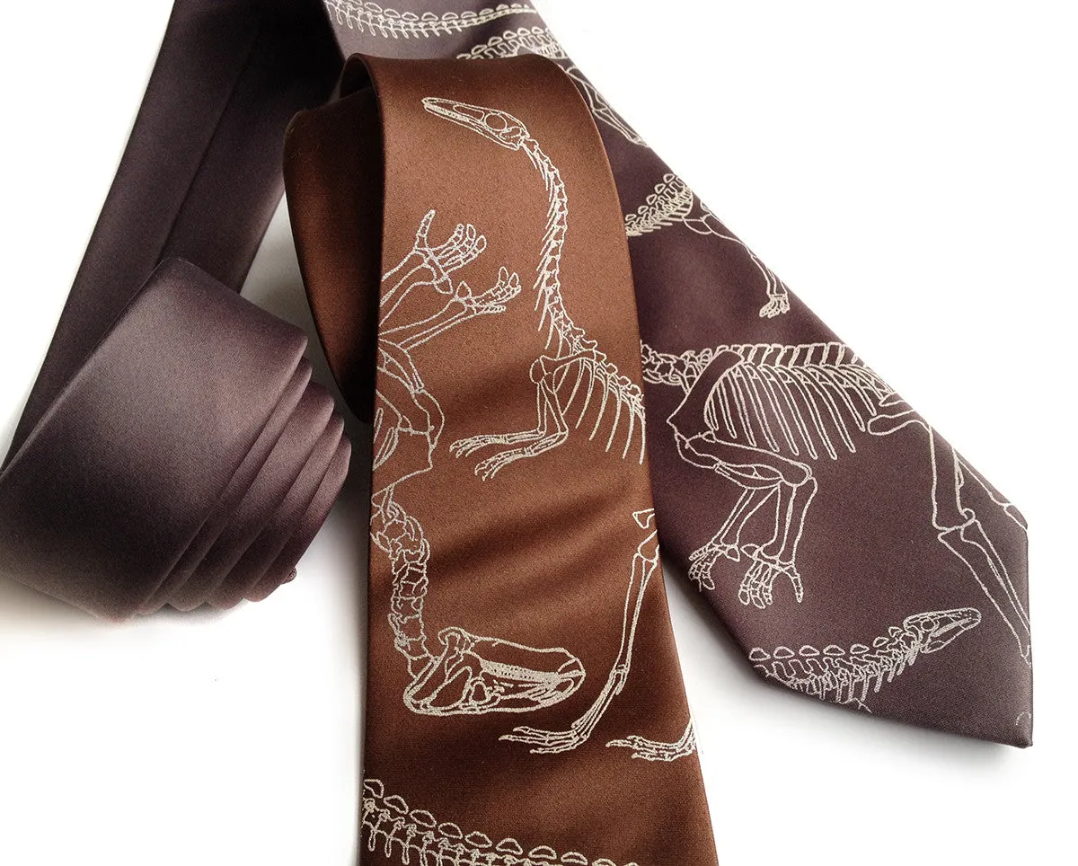 Dinosaur Bones Necktie. Paleontology print tie