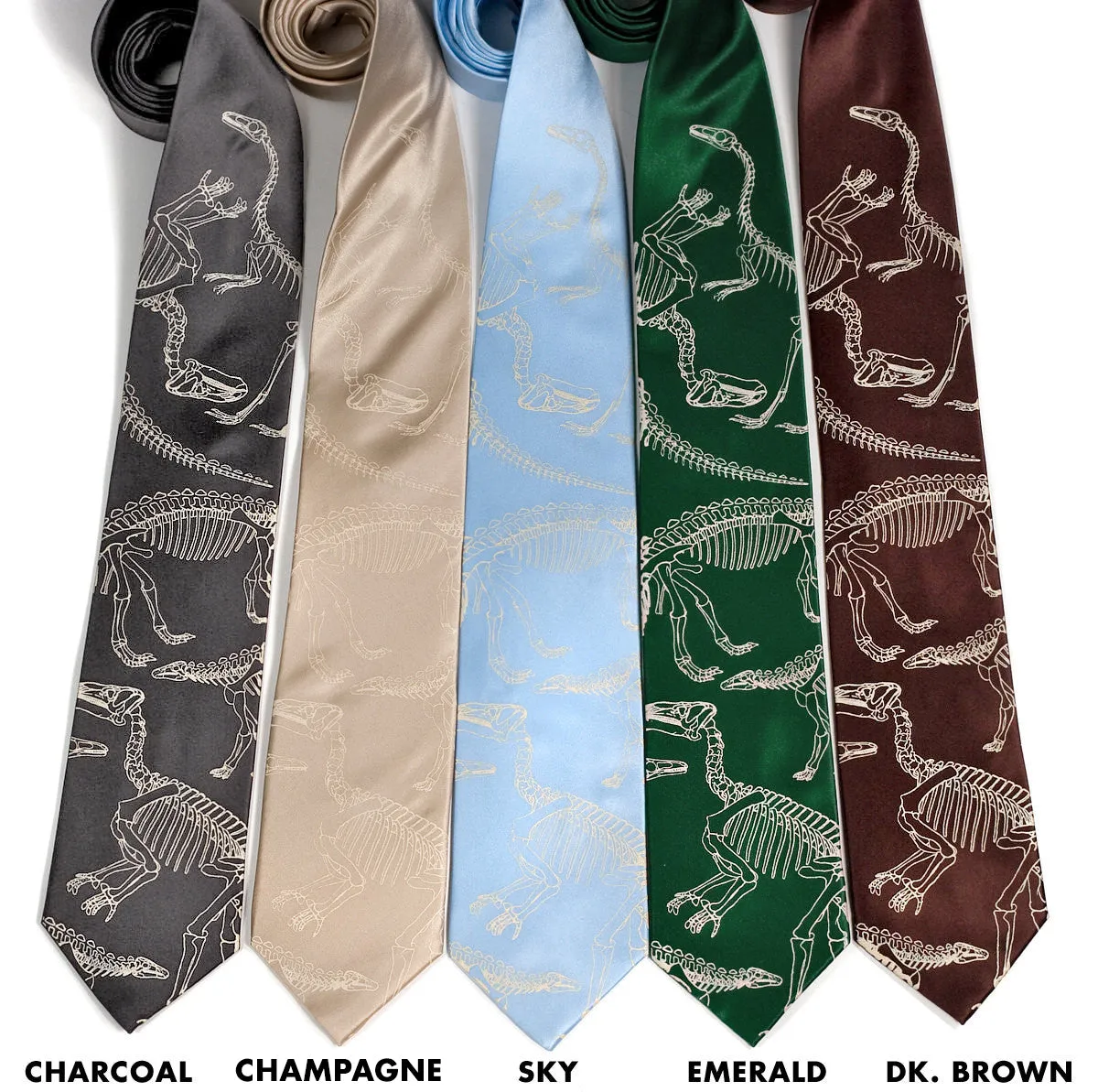 Dinosaur Bones Necktie. Paleontology print tie