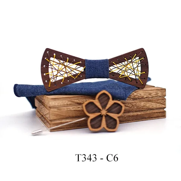 Eli Wooden Bow Tie Set