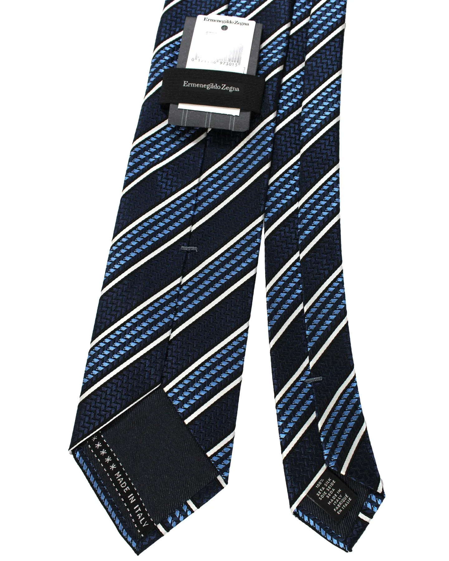 Ermenegildo Zegna Tie Navy Blue Stripes