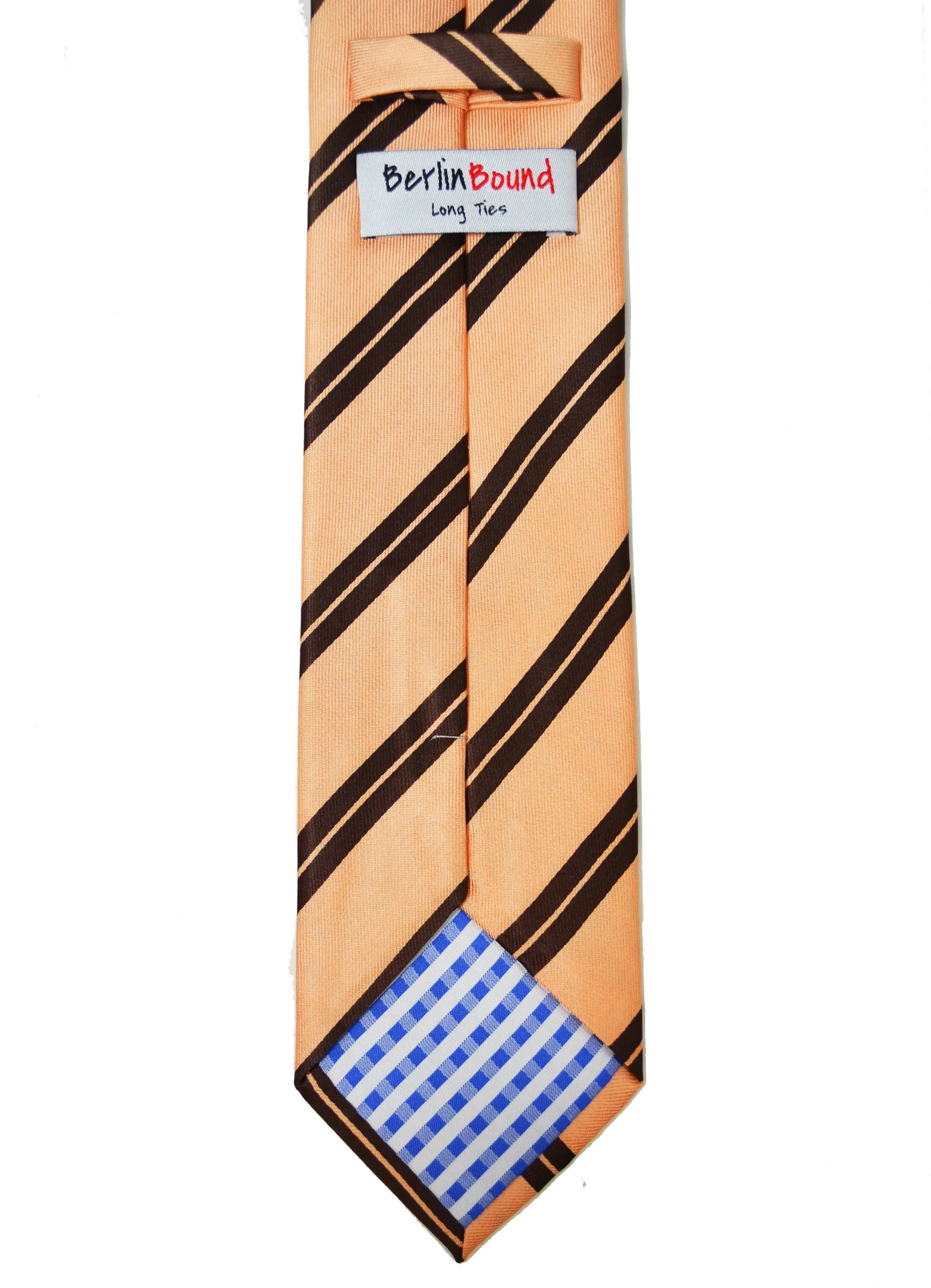 Extra Long Peach and Brown Striped Tie