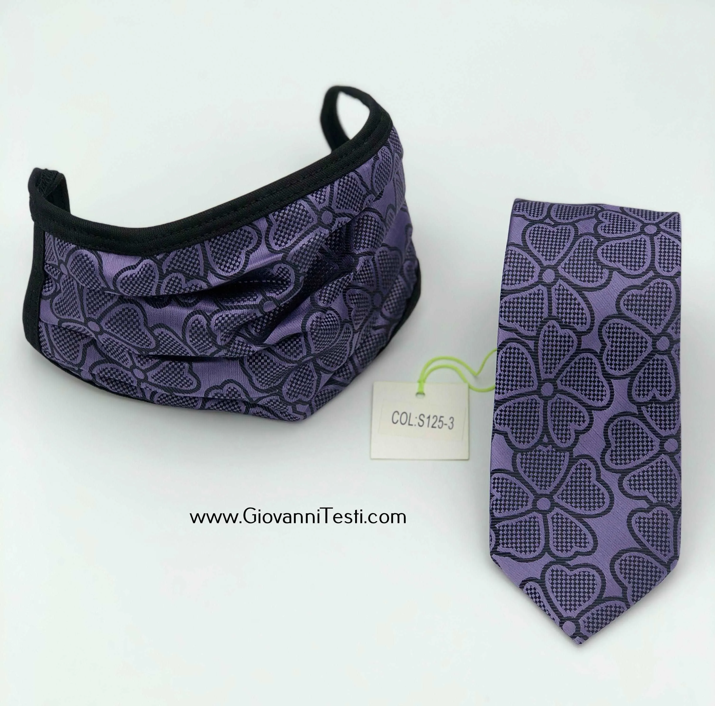 Face Mask & Tie Set S125-3, Purple