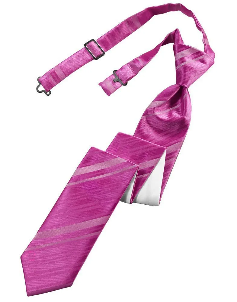 Fuchsia Striped Satin Skinny Necktie