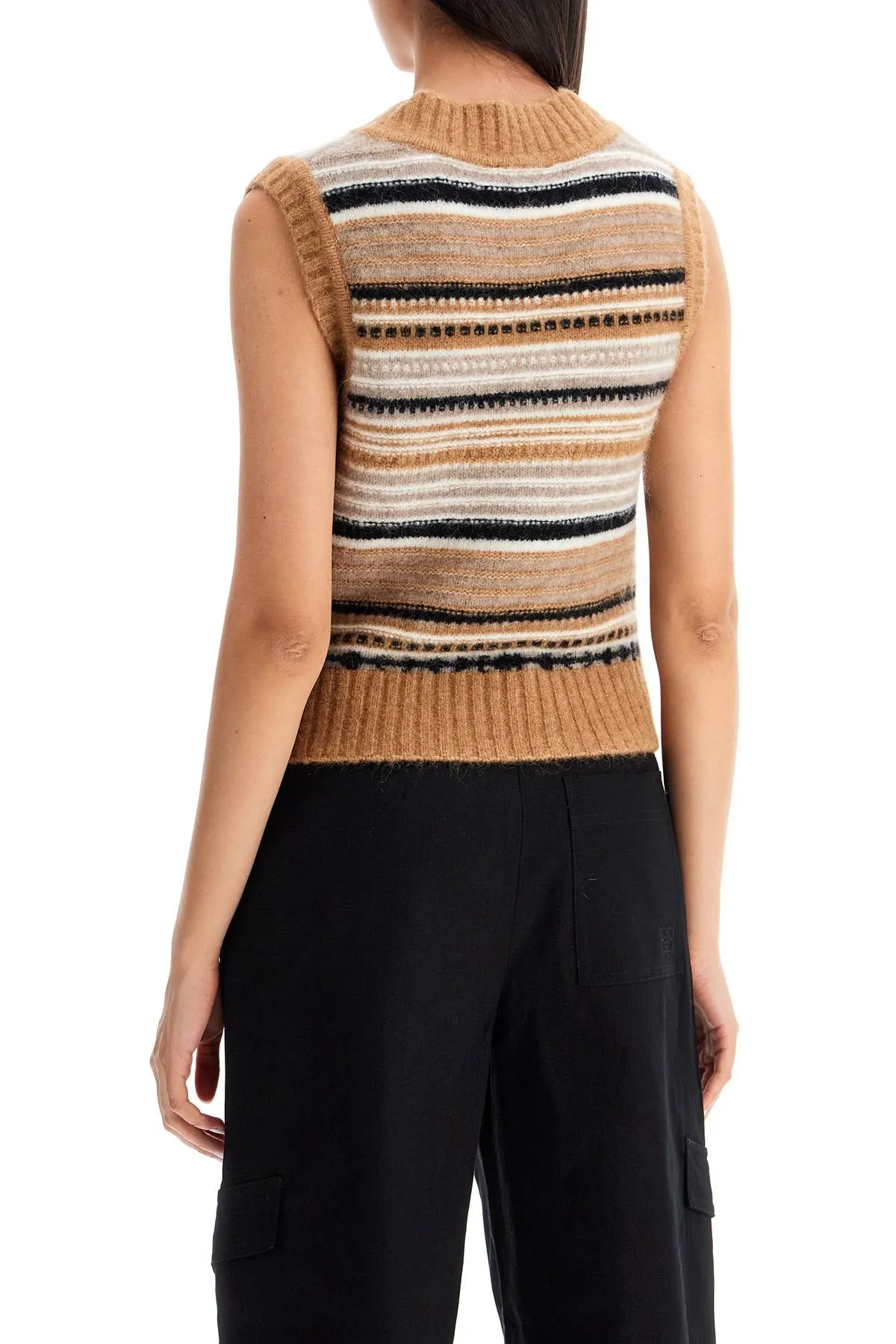 Ganni "soft Striped Knit Vest With A Comfortable