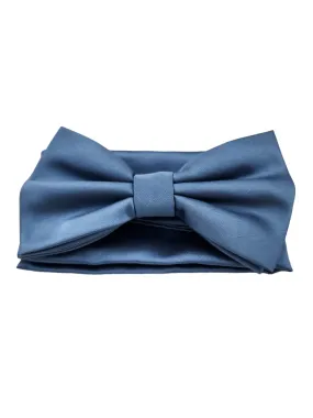 Giovanni Testi Classic Blue Bow Tie with Hanky BT100-JJJ