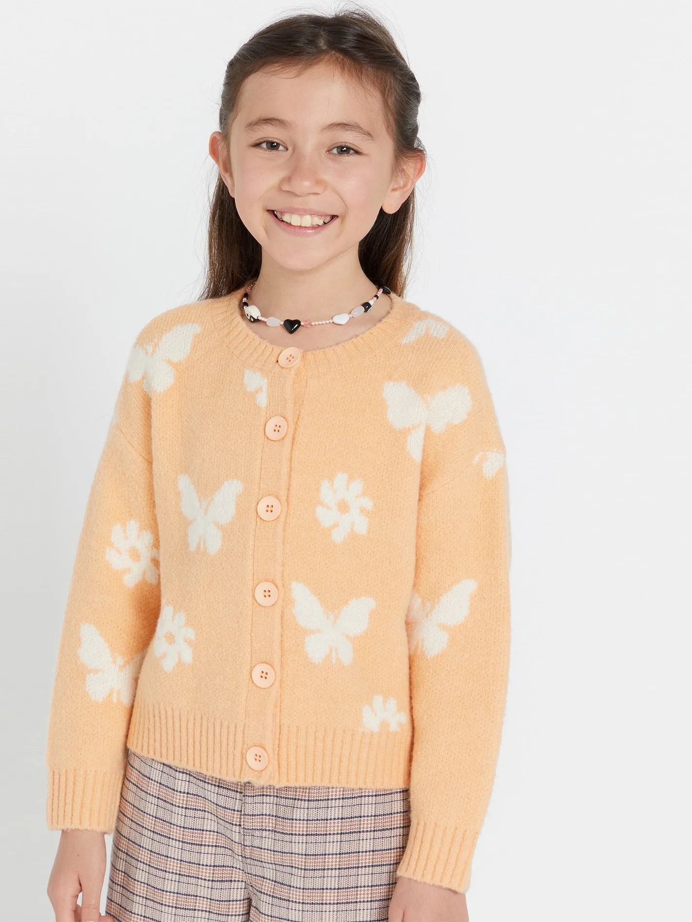 Girls Craizy Daizy Cardigan - Peach Bud