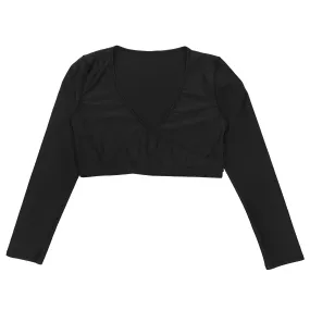 Girls Long Sleeve Swim Wrap Top - "Black”