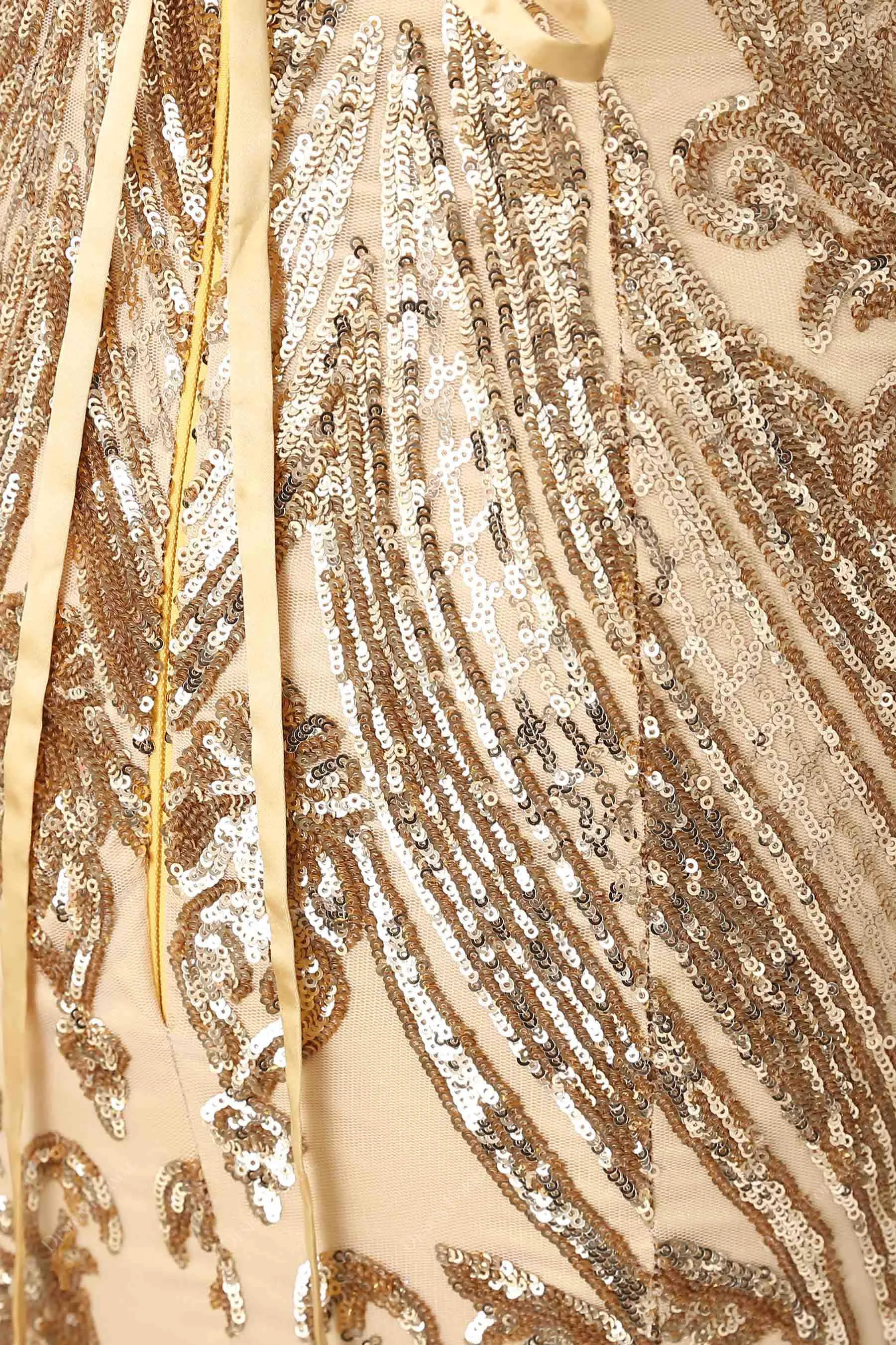 Gold Sequin Spaghetti Straps Sexy Open Back Unique Mermaid Dress