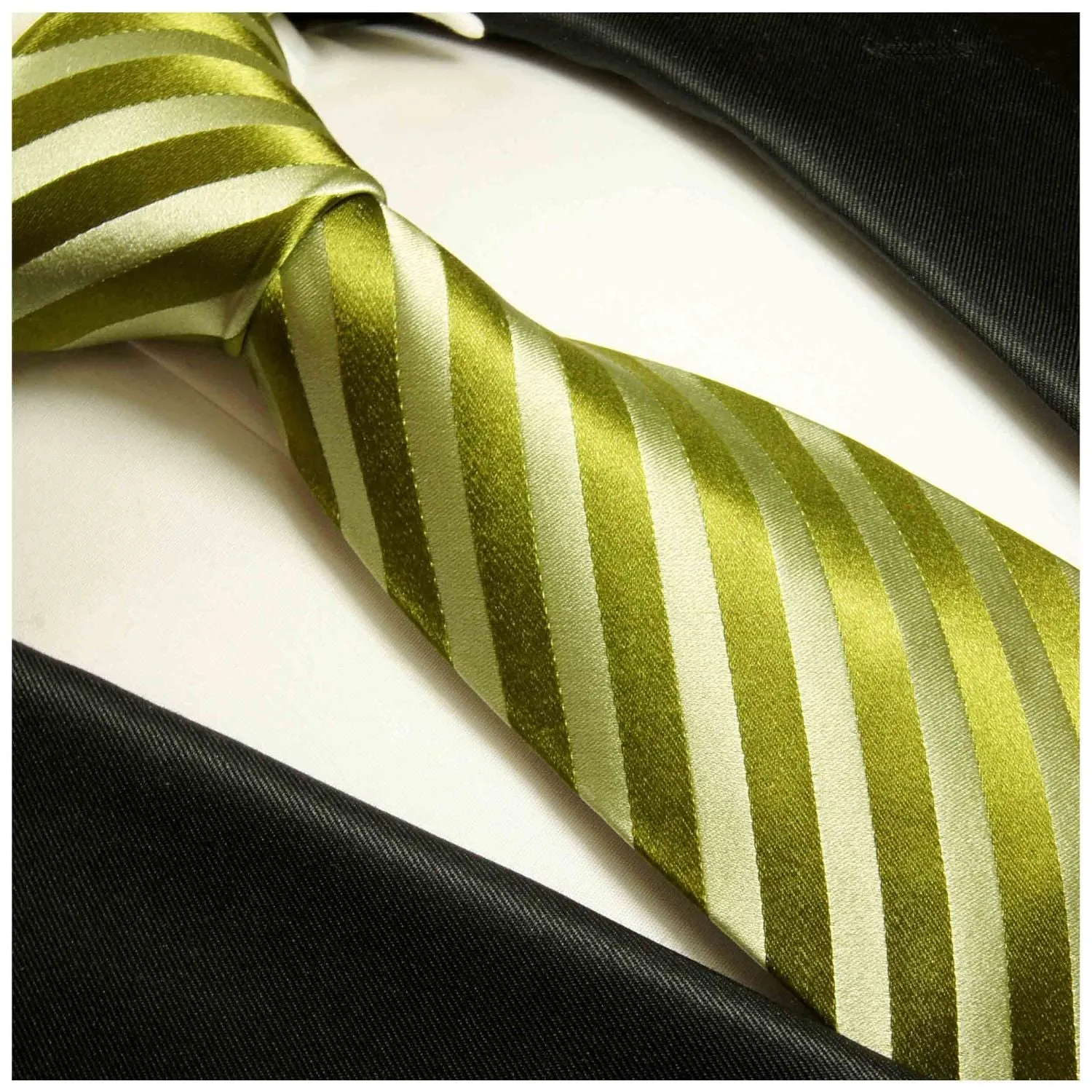 Green Striped Silk Tie and Accessories