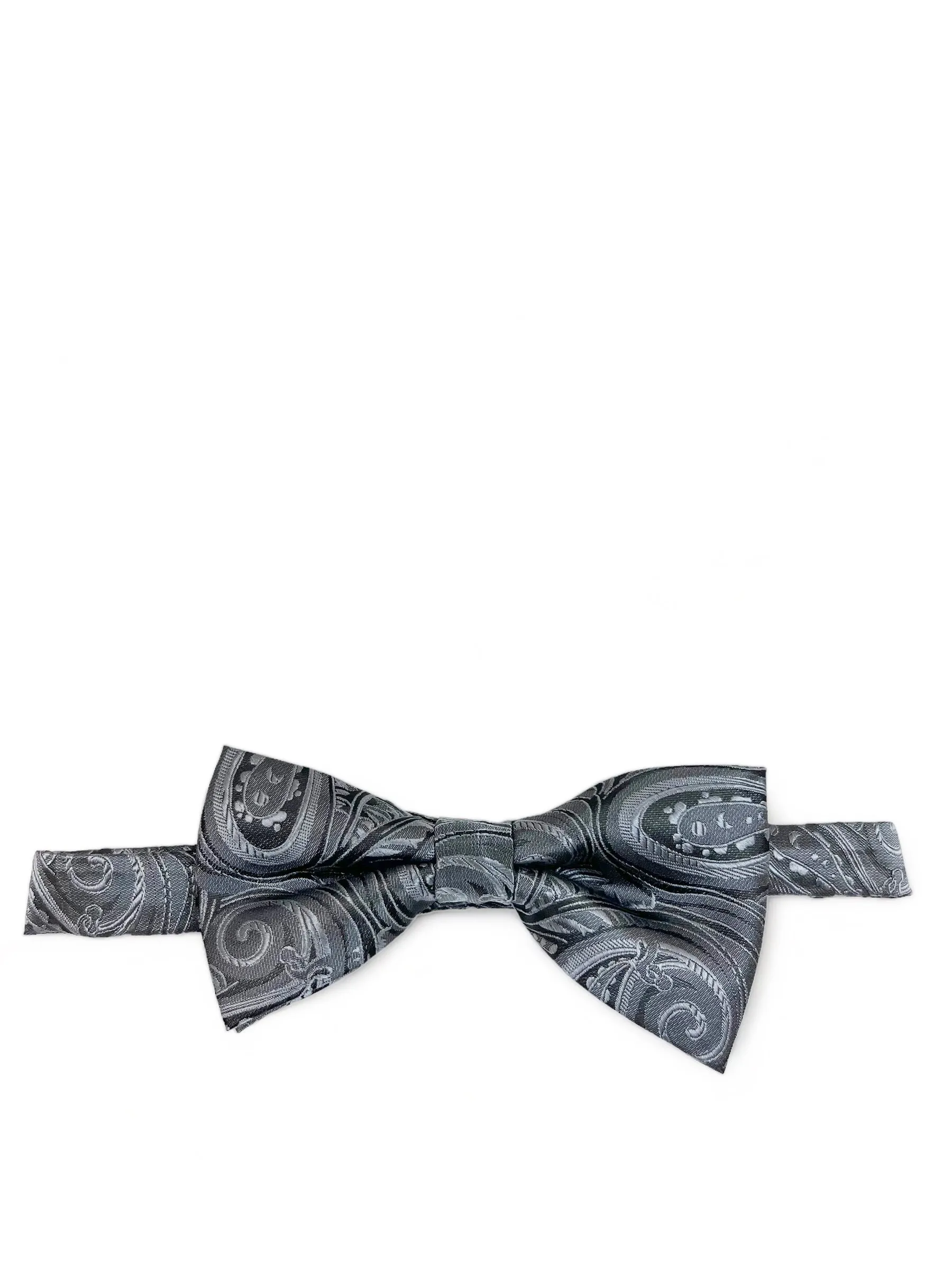 Grey Classic Paisley Bow Tie