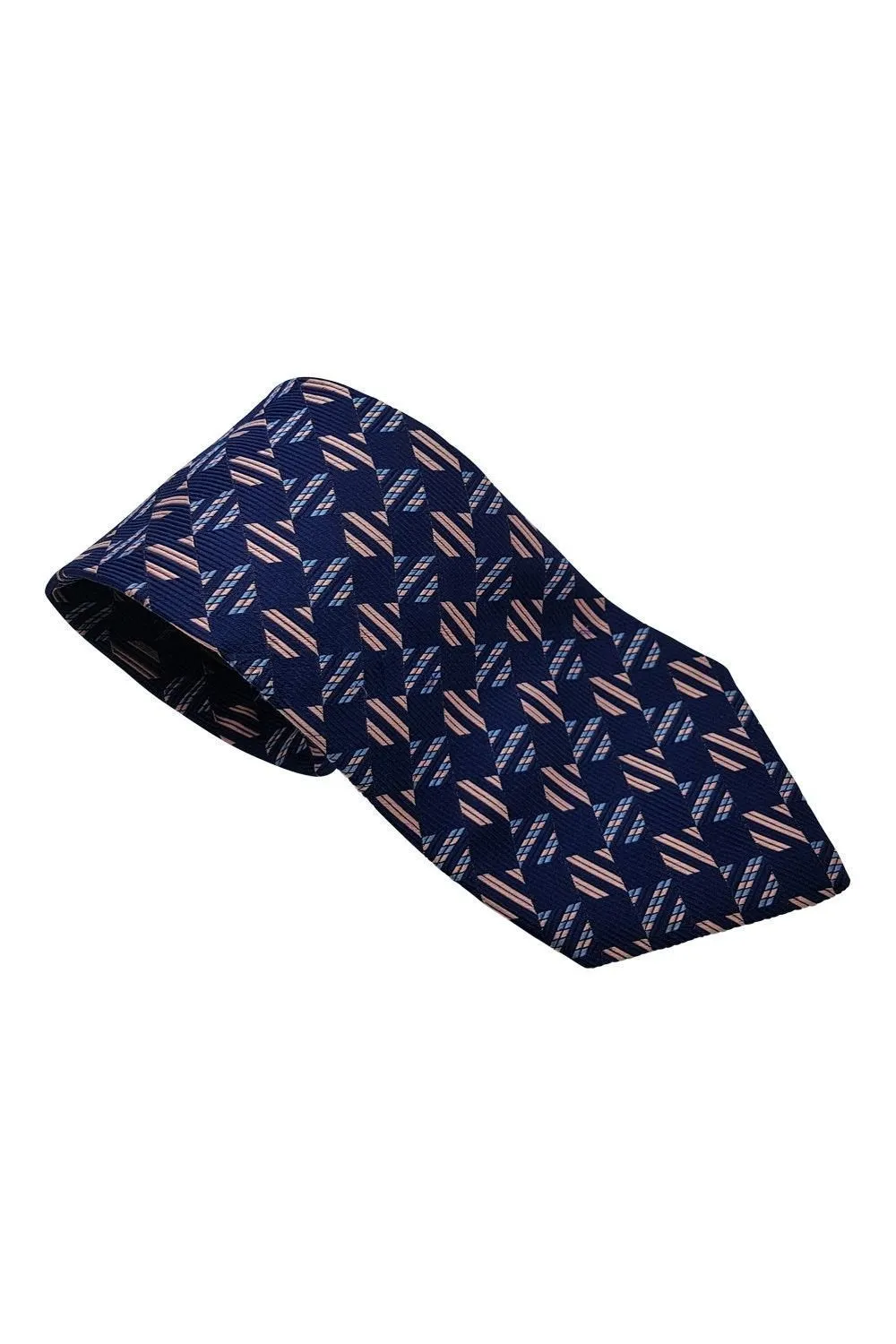 HAWES AND CURTIS 100% Silk Classic Length Blue and Pink Tie (59")