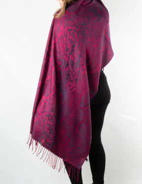 Hot Pink And Navy Snake Print Patterned Pashmina