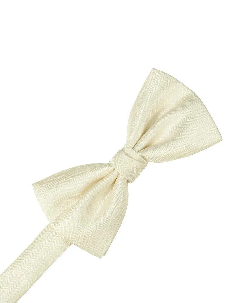 Ivory Herringbone Kids Bow Tie