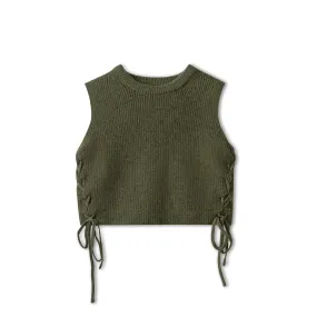 Lace-up Tie Vest IN: Olive