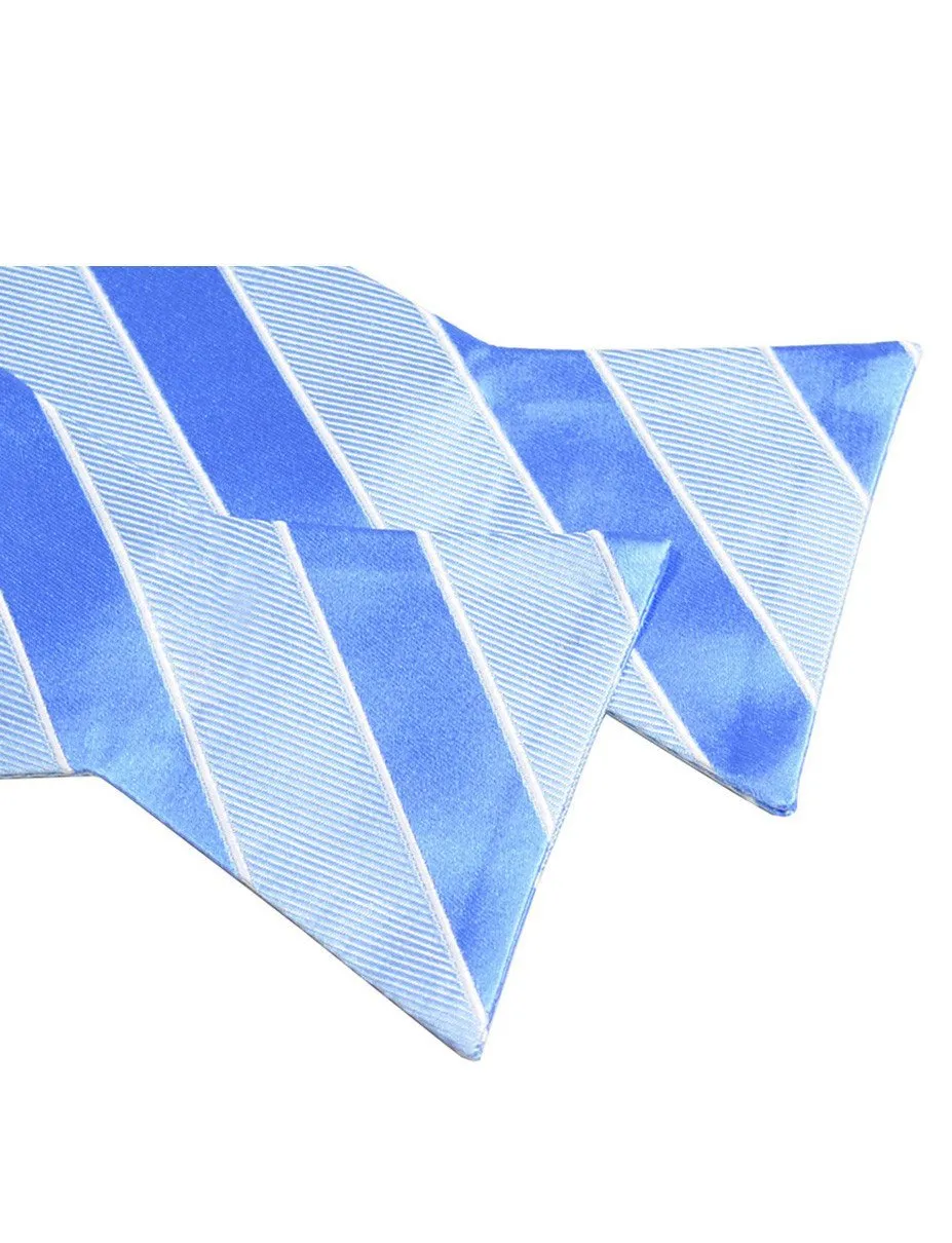 Light Blue Striped Silk Bow Tie