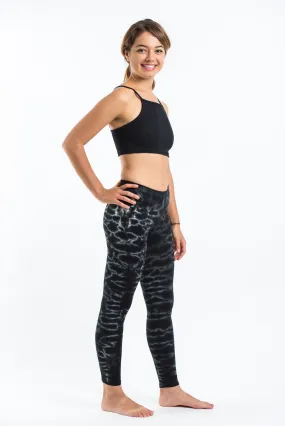 Marble Tie Dye Cotton Leggings in Black