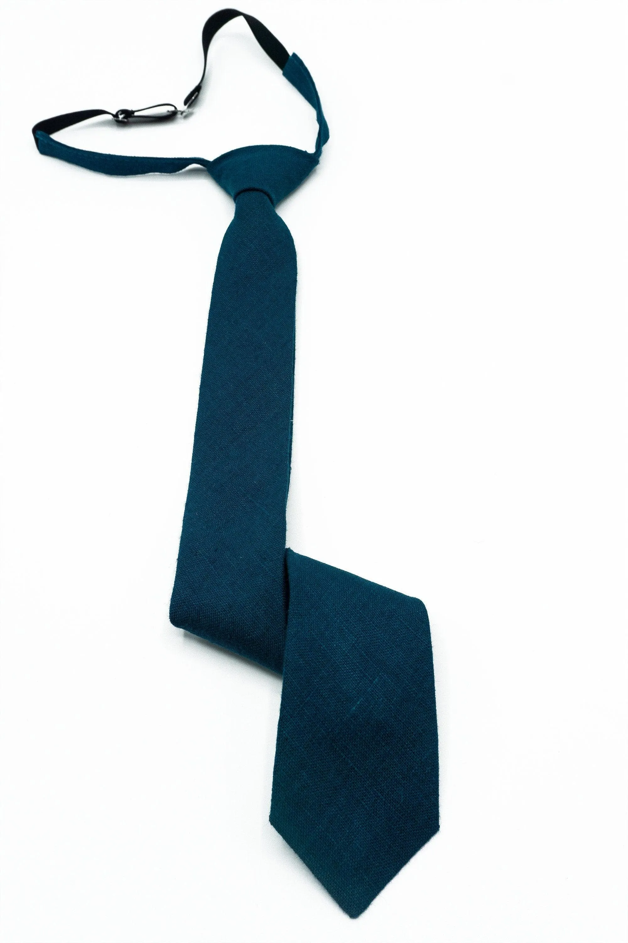 Marine Blue Skinny Tie Set with Pocket Square and Suspenders