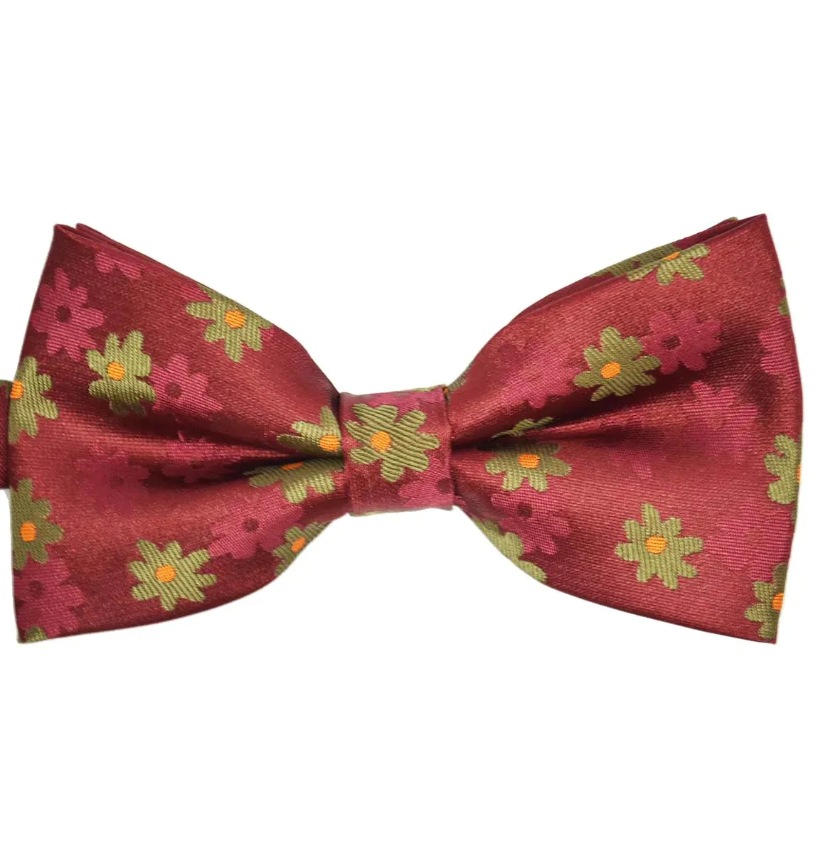 Maroon Floral Patterned Bow Tie