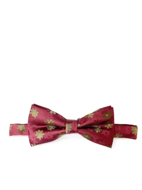 Maroon Floral Patterned Bow Tie