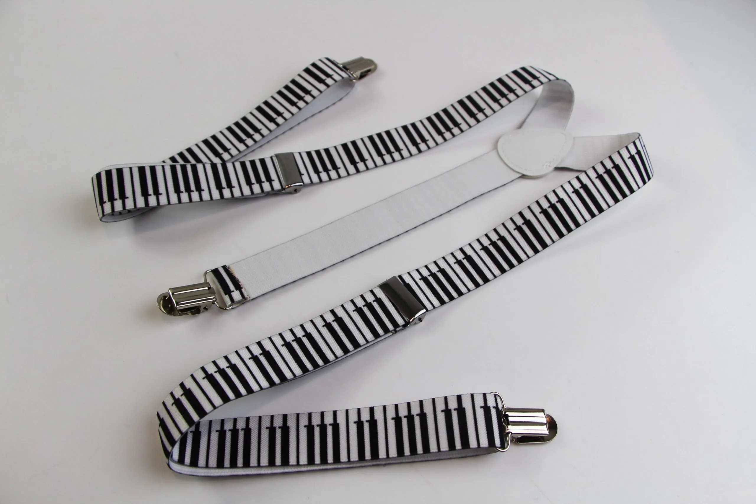 Mens Adjustable Piano Keys Patterned Suspenders