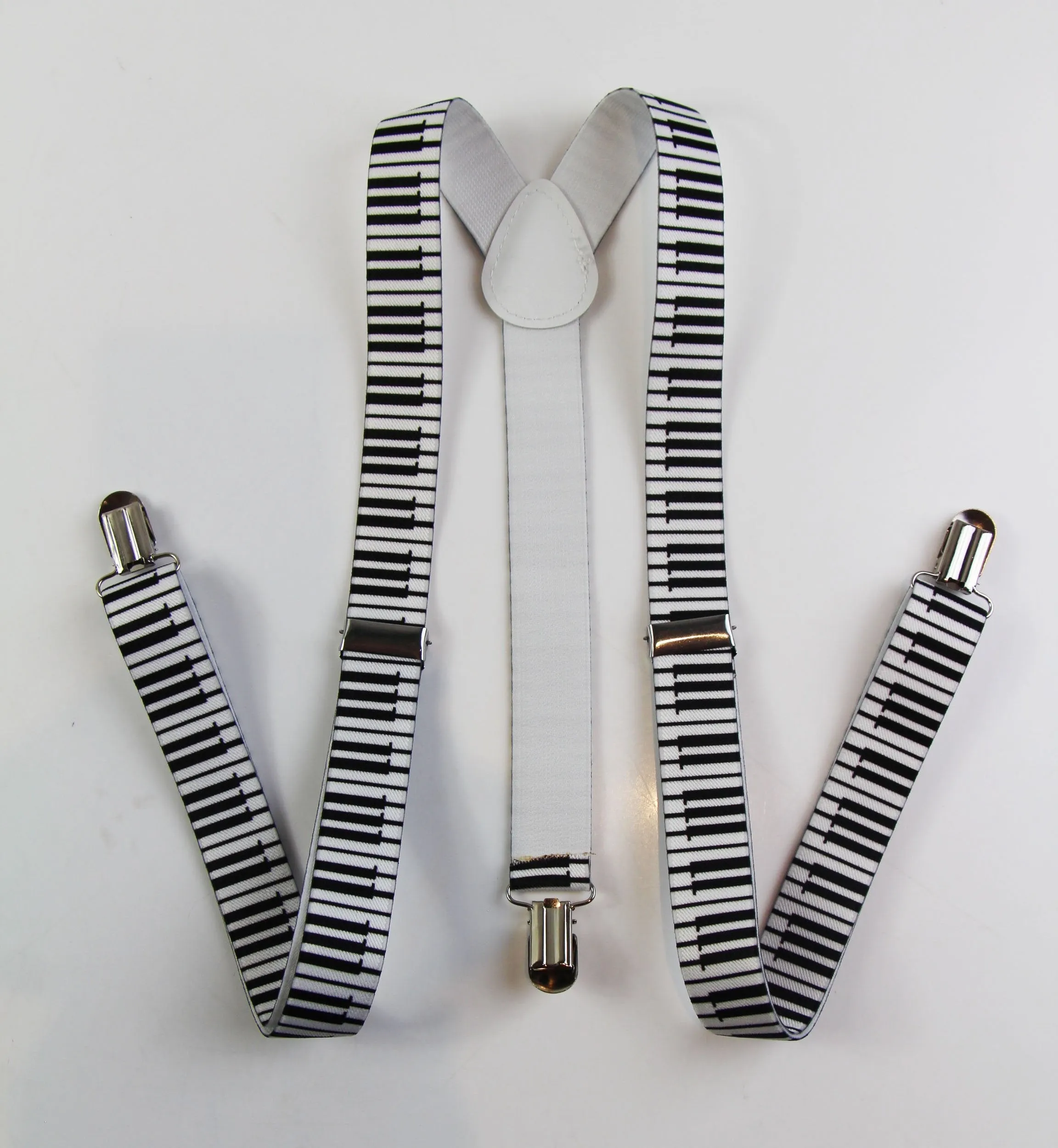 Mens Adjustable Piano Keys Patterned Suspenders