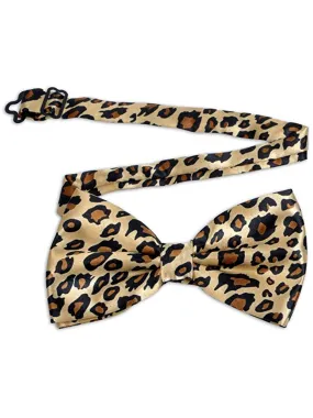 Men's Brown Leopard Print Adjustable Banded  Bow Tie - NFB10005