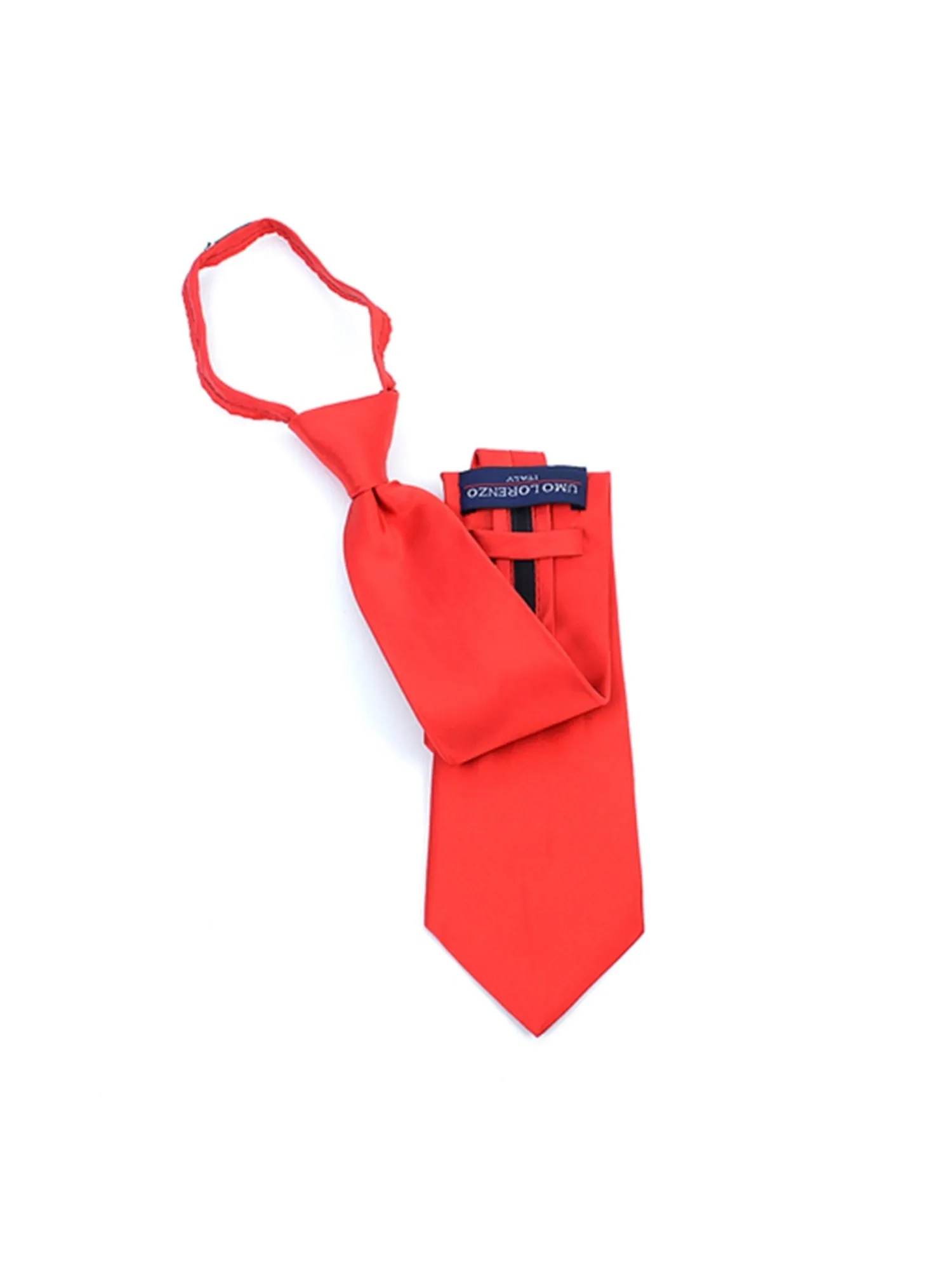 Men's Silk Solid Color X-Long Pre-tied Zipper Neck Tie