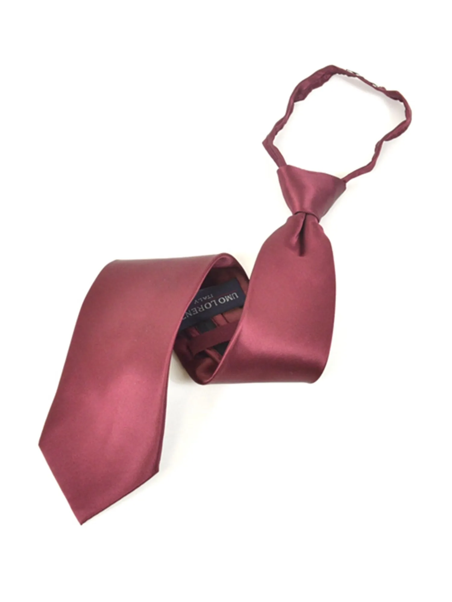 Men's Silk Solid Color X-Long Pre-tied Zipper Neck Tie