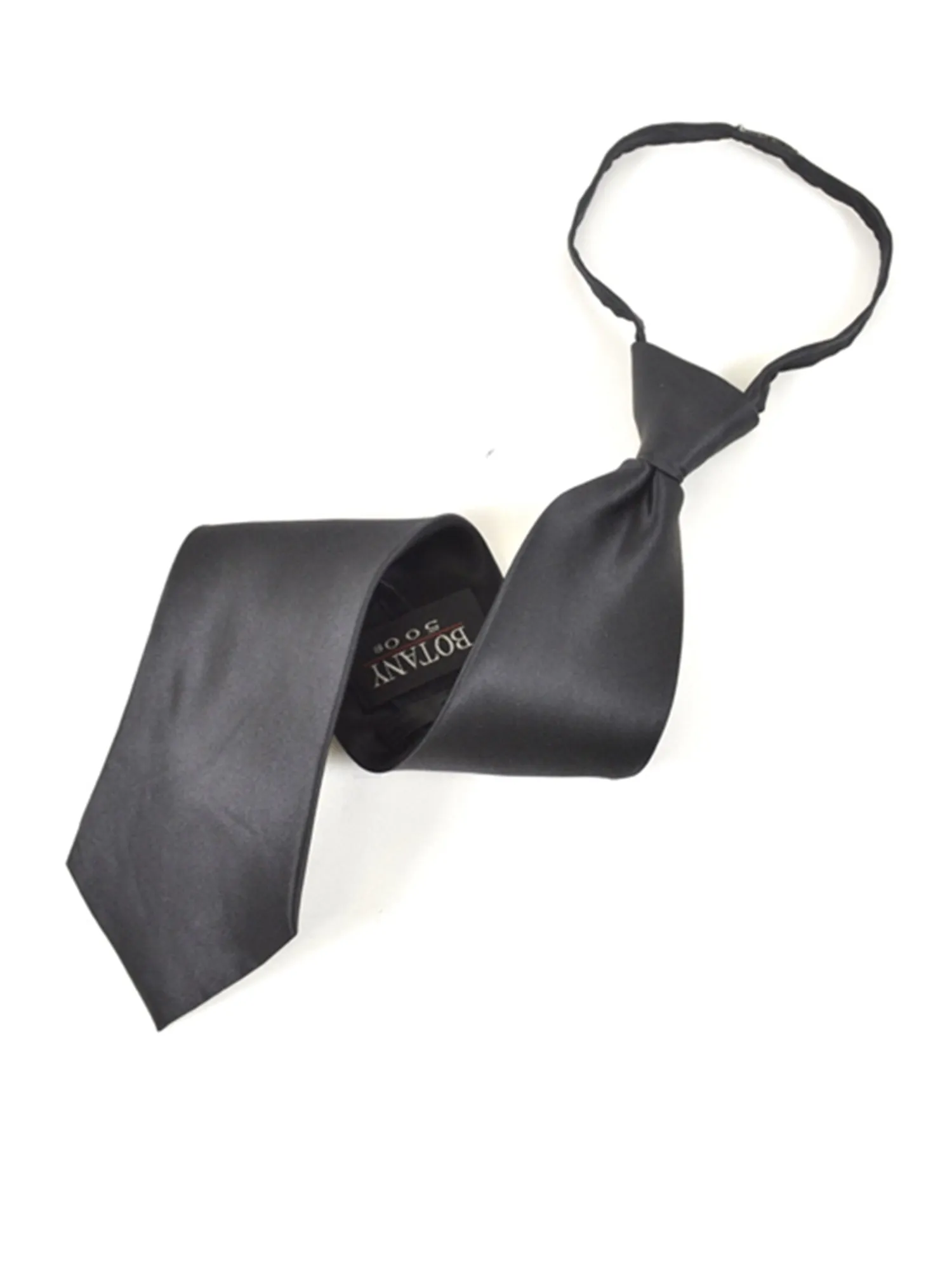 Men's Silk Solid Color X-Long Pre-tied Zipper Neck Tie