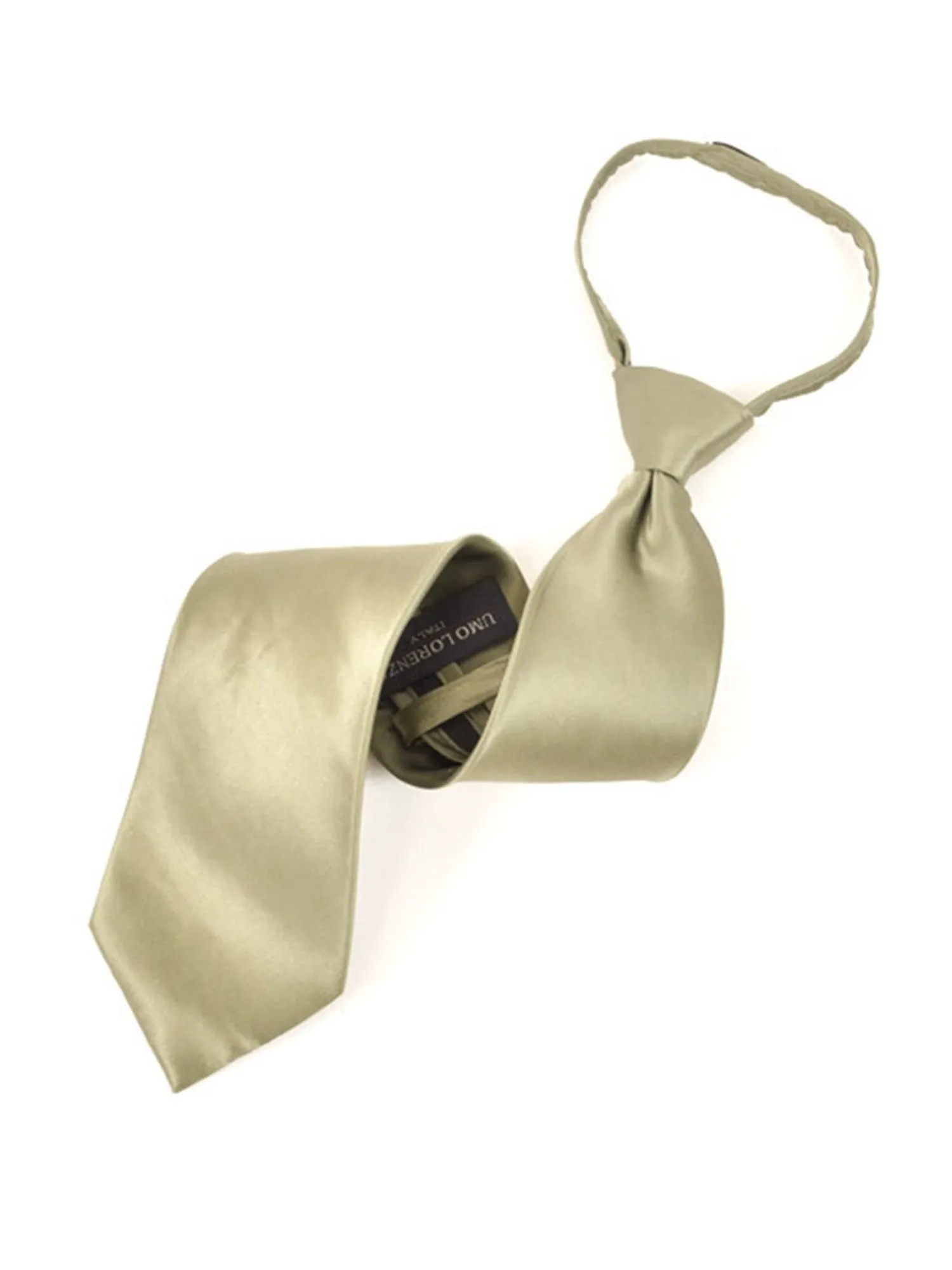 Men's Silk Solid Color X-Long Pre-tied Zipper Neck Tie