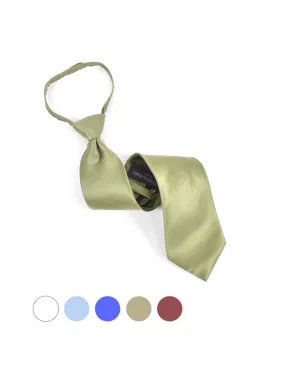 Men's Silk Solid Color X-Long Pre-tied Zipper Neck Tie