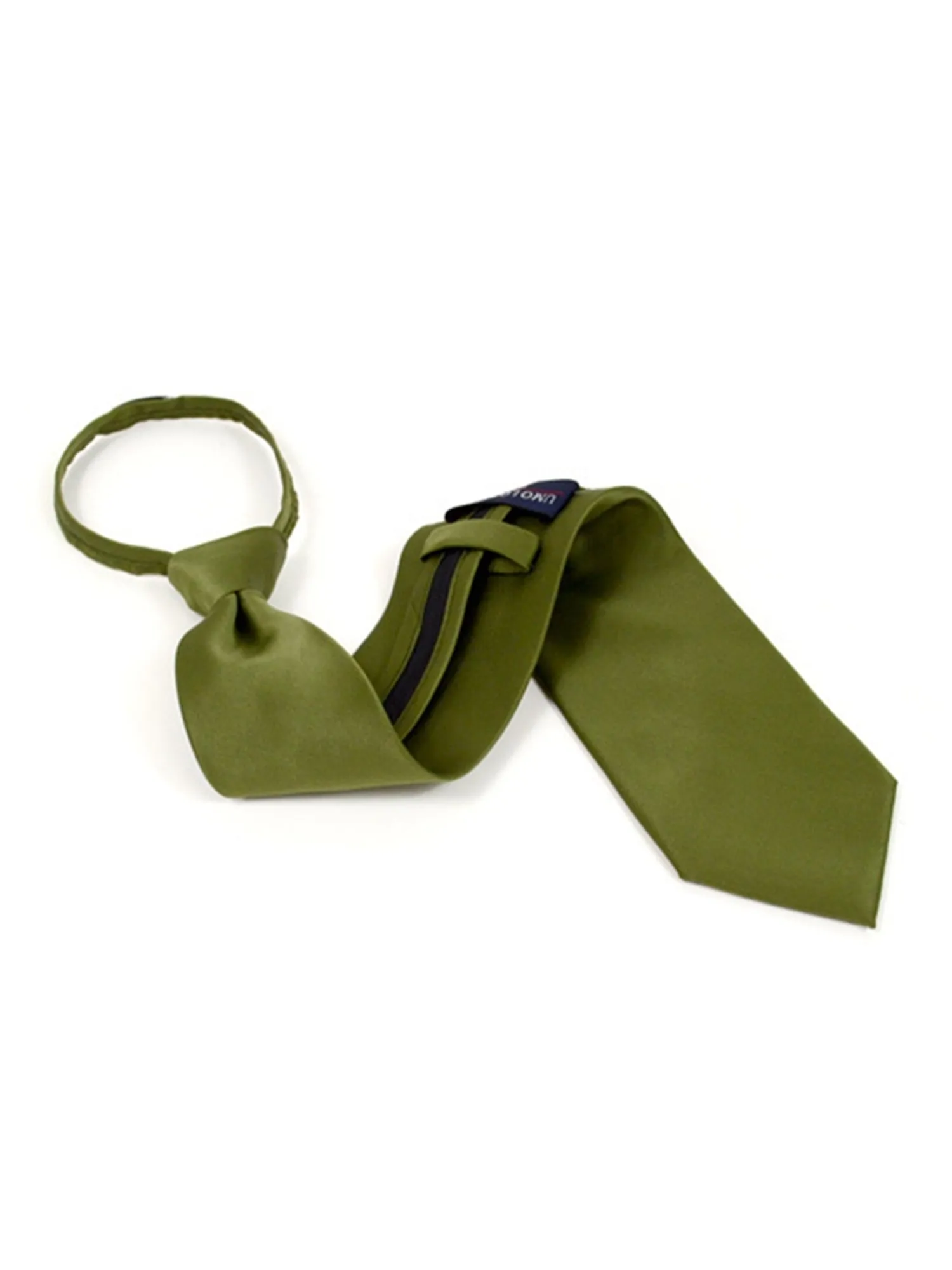 Men's Solid Color Pre-tied Zipper Neck Tie