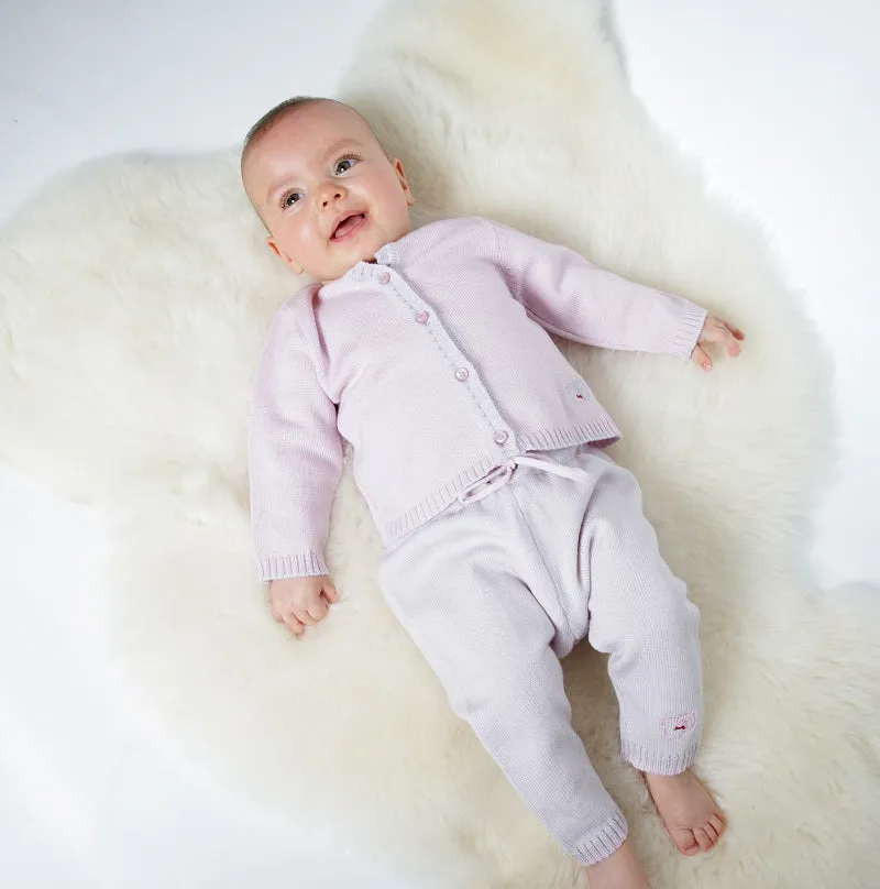 Merino Baby Cardigan & Leggings Set - Petal