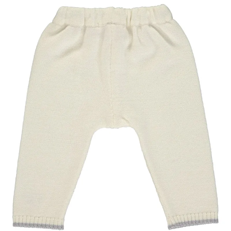 Merino Knitted Baby Leggings - White & Mist