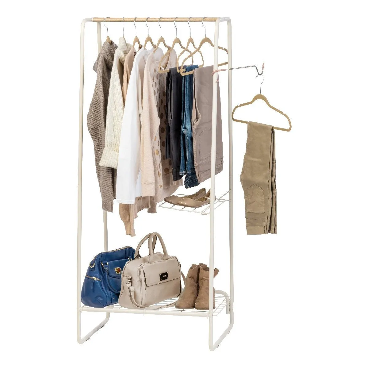 Metal Garment Rack with Wire Shelf - Medium