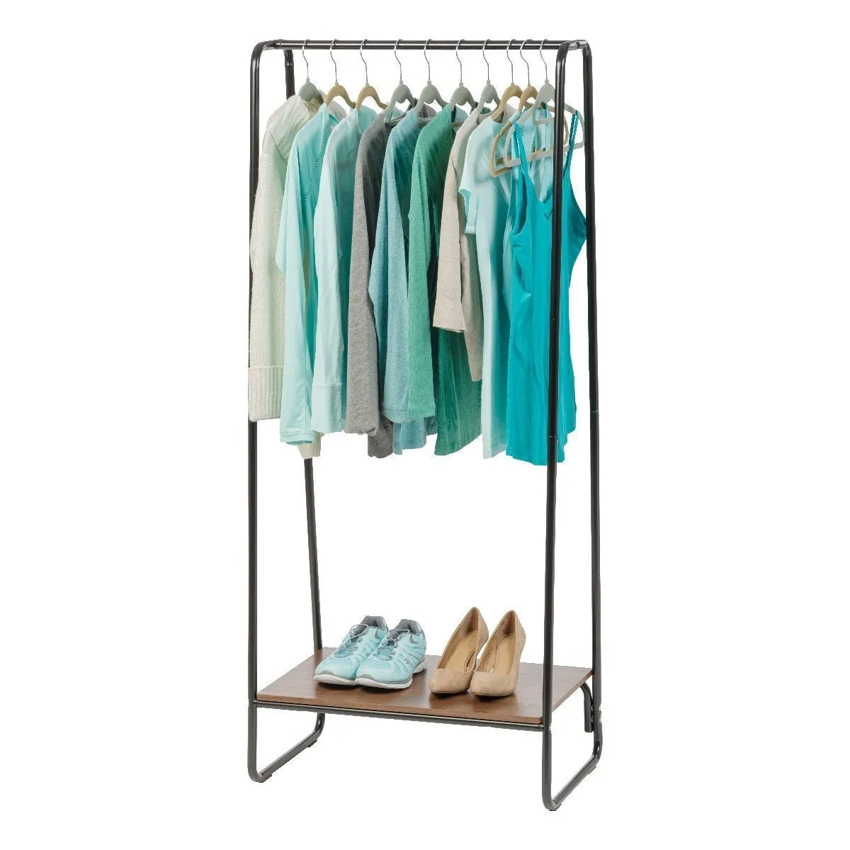 Metal Garment Rack with Wood Shelf - 1 Shelf