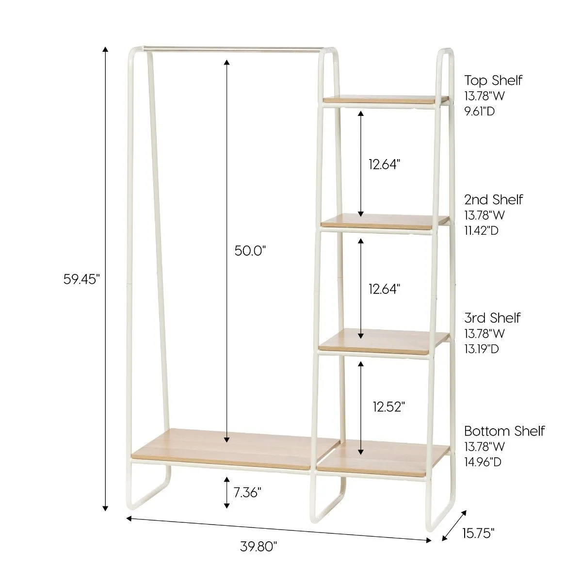 Metal Garment Rack with Wood Shelf - 5 Shelf