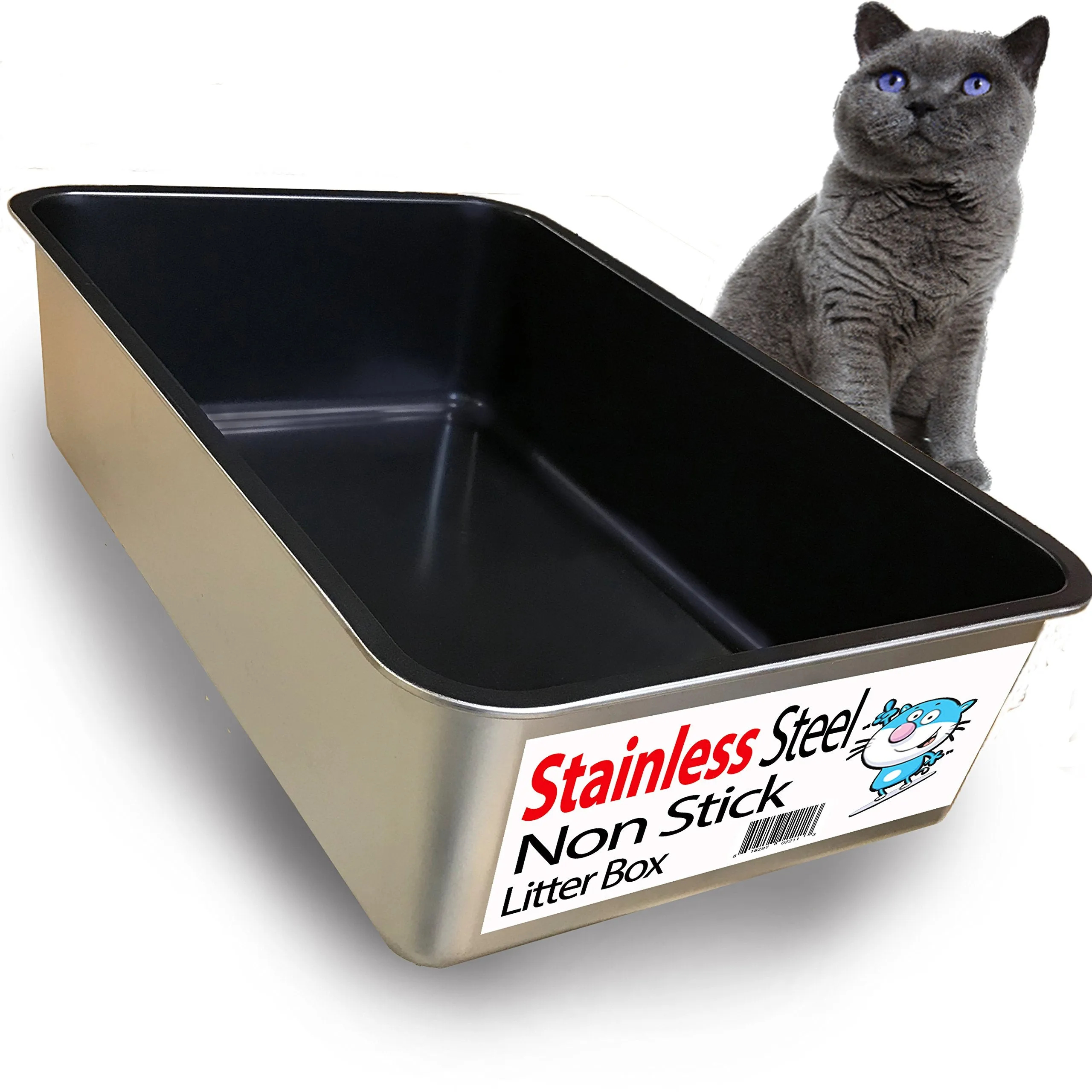 Non-Stick Plated Stainless Steel Xl Cat Litter Box - Xl Litter Box For Big Cats