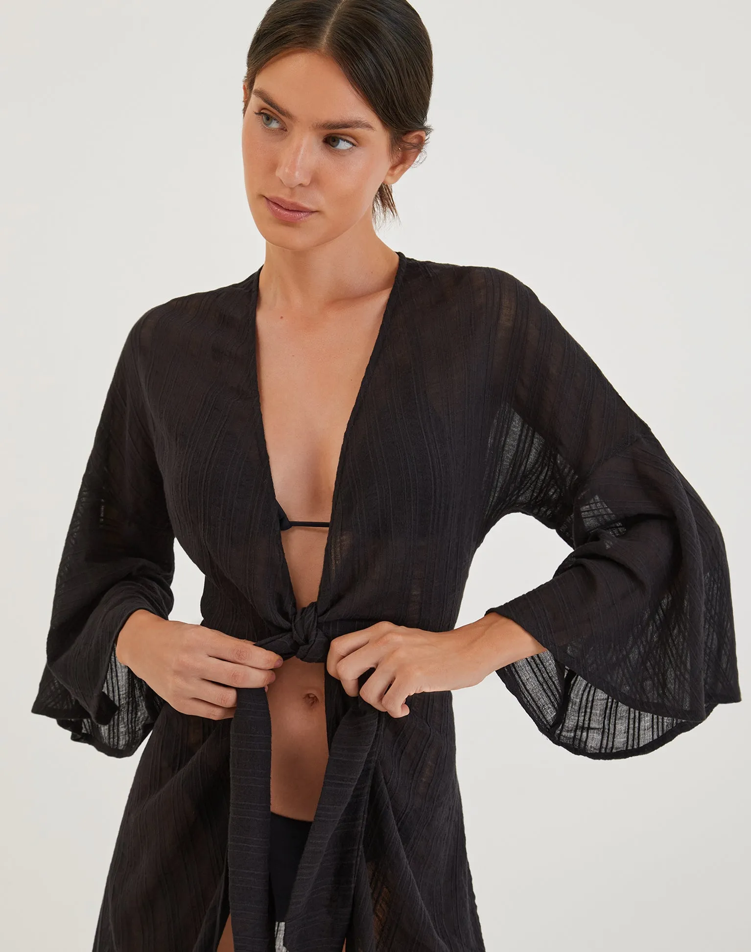 Perola Long Caftan - Black