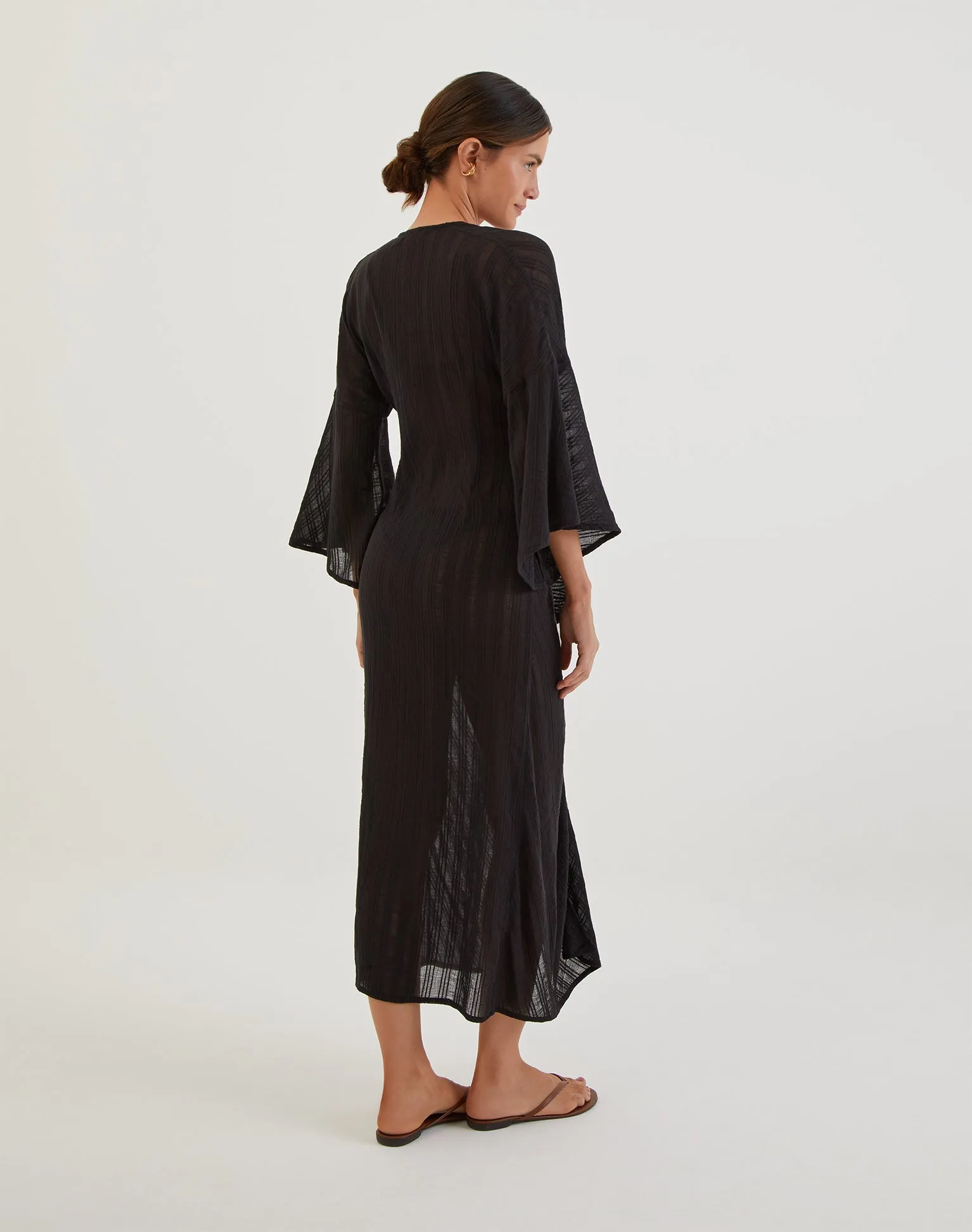 Perola Long Caftan - Black