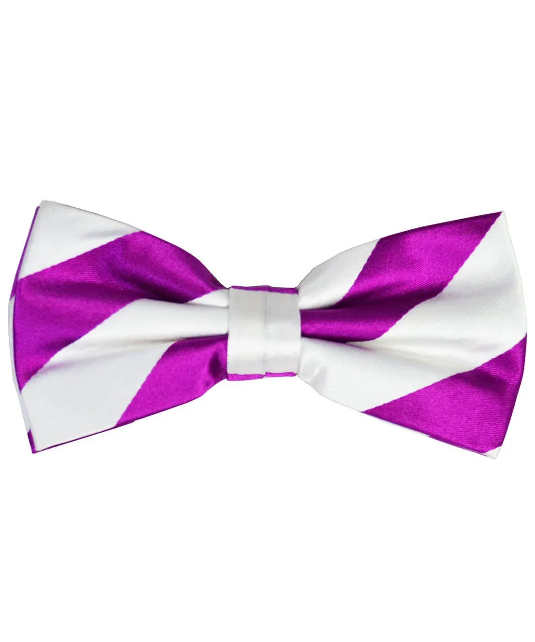 Purple and White Striped Silk Bow Tie Set