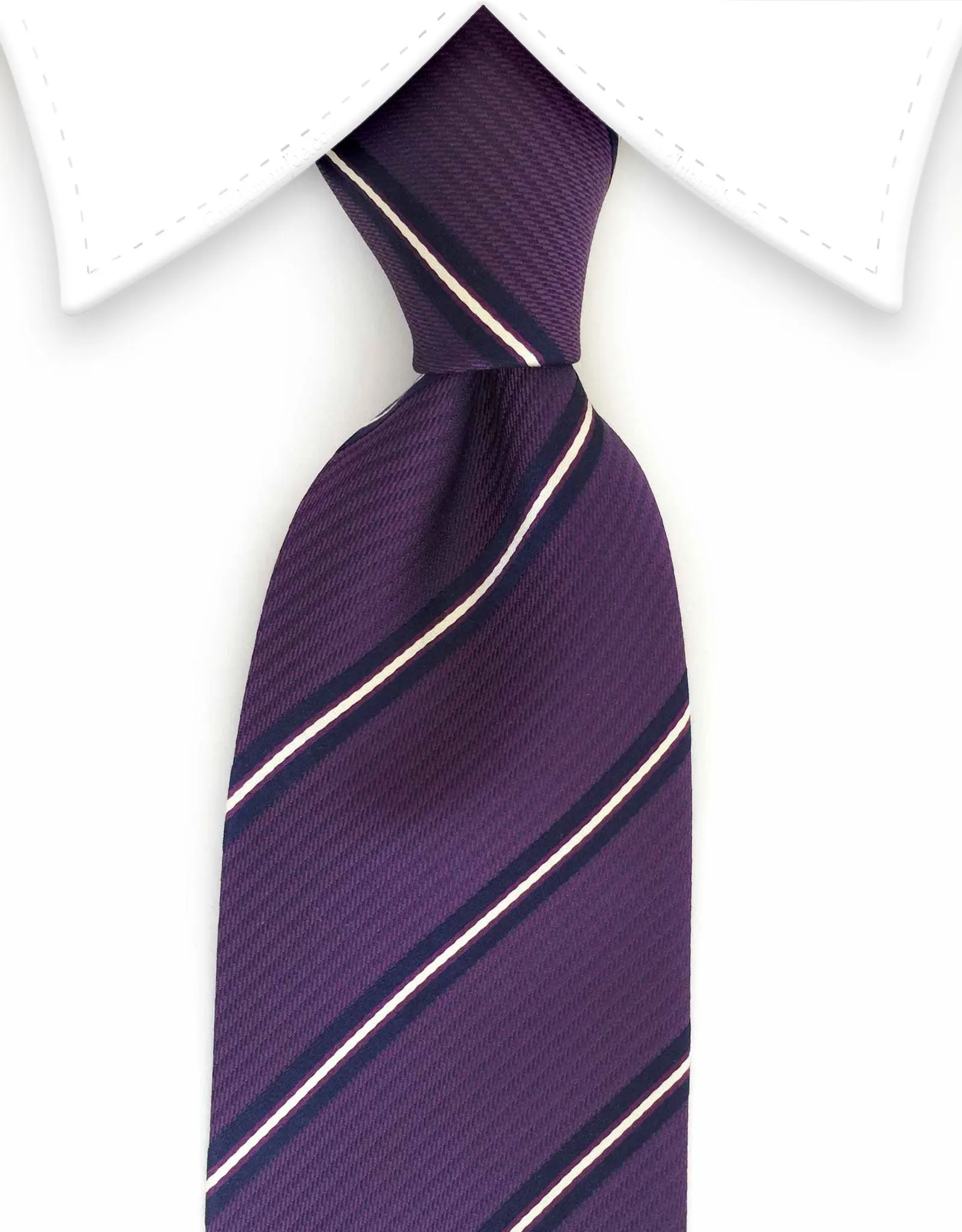 Purple, Navy & White Striped Necktie