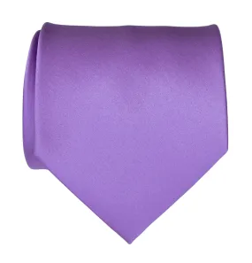 Purple Necktie. Solid Color Satin Finish Tie, No Print