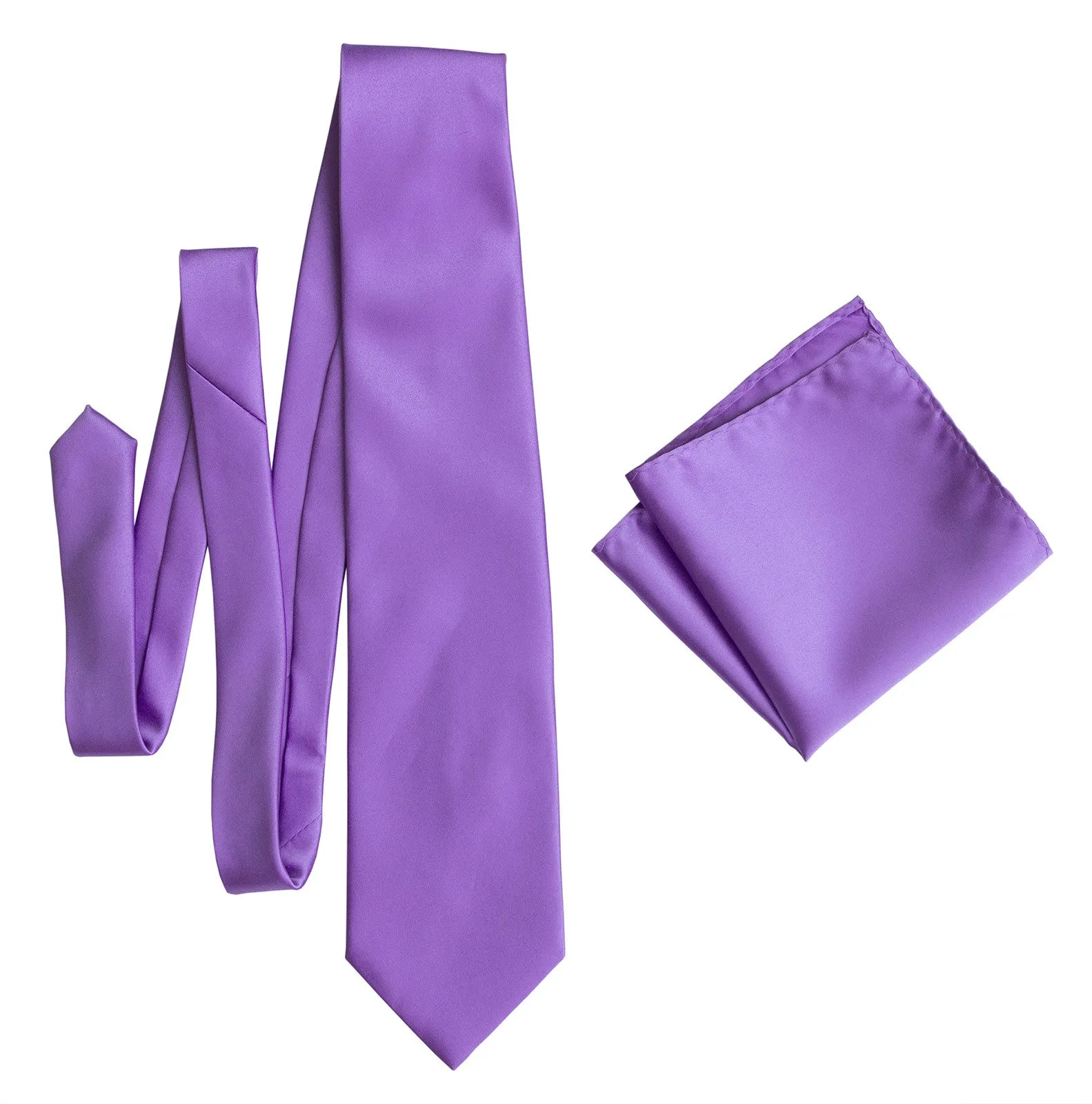 Purple Necktie. Solid Color Satin Finish Tie, No Print