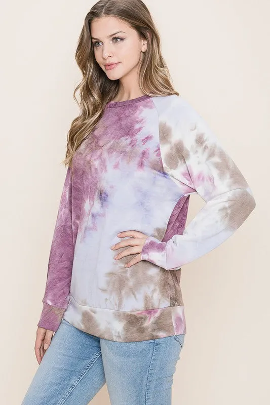 REB107 - CURVY TIE DYE SWEATSHIRT