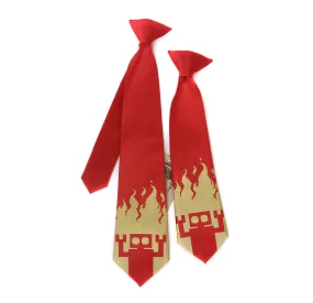 Red Robot kids necktie. Boys clip on tie.