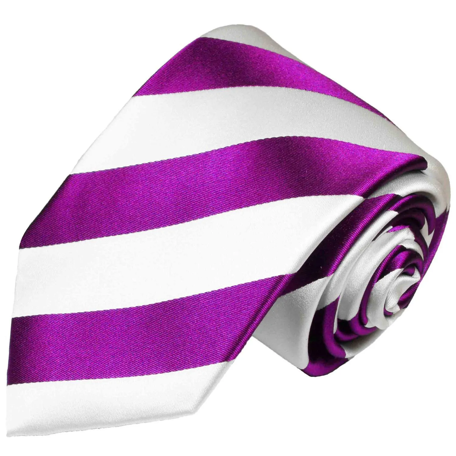 Silk Necktie Set by Paul Malone . Purple and White Stripes